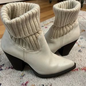 White leather boots